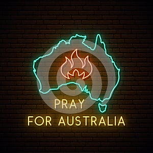 Pray for Australia neon sign.