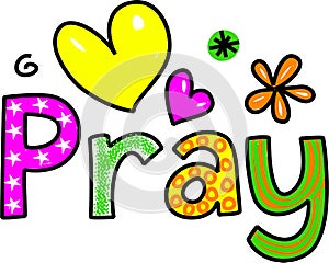 Pray Cartoon Text Clipart photo