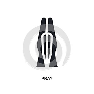 pray isolated icon. simple element illustration from india and holi concept icons. pray editable logo sign symbol design on white