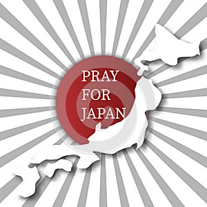 Pray for Japan. Abstract background concept. Red spot white grey sun burst background. For advertising making donate of earthquake
