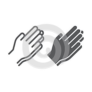 Pray line and glyph icon, religion and prayer, hands praying sign, vector graphics, a linear pattern on a white