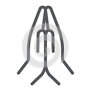 Pray line icon, religion and prayer, hands praying sign, vector graphics, a linear pattern on a white background, eps 10