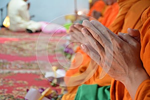 Pray, the monks in thai ceremony