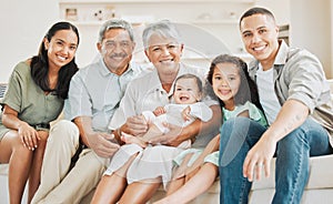 Pray our love lasts forever. a beautiful family bonding on a sofa at home.