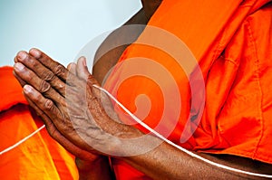 Pray, Put the palms of the hands together in salute , monks, tha