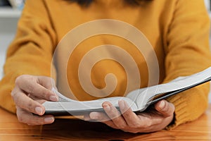 Pray and religion concept, Female christian read holy bible to studying of faith and spirituality