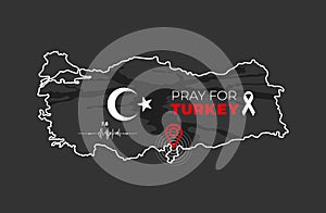 Pray for Turkey Vector illustration of a map of Turkey with the text.