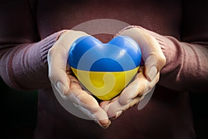 Pray For Ukraine - Hands With Heart And Ukrainian Flag