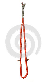 Prayer beads on isolated white background