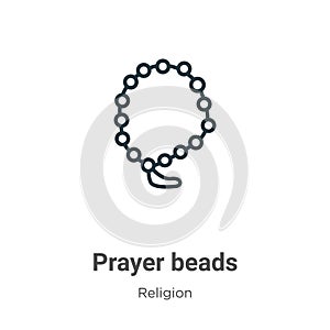 Prayer beads outline vector icon. Thin line black prayer beads icon, flat vector simple element illustration from editable