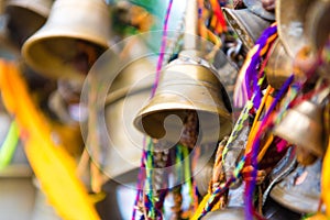 Prayer bells at buddhist temple