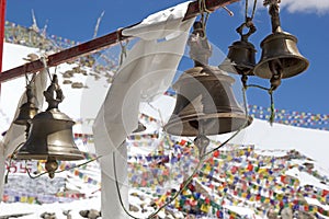 Prayer bells at the Khardung Pass, Ladakh, India photo