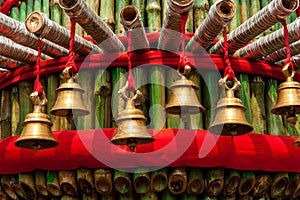 Prayer bells in a temple photo