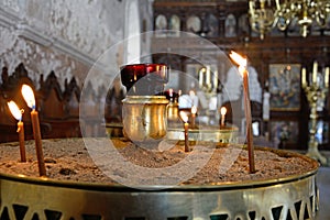 Prayer candles in Arkadi monastery.