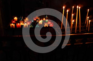 Prayer candles in church