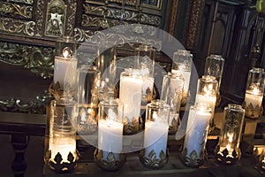 Prayer candles inside Basilica of Notre Dame, Montreal, Quebec,