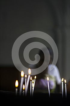 Prayer candles lit as offering, Sawantwadi Church