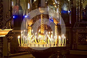 Prayer Candles in orthodoxy church photo