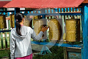 Prayer drum in a monastery in Mongolia