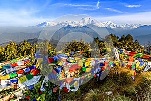 Prayer flag at Poon hill in Nepal