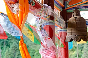 Prayer flag at Shazong Ritod Monastery(Xiazongsi). a famous Monastery in Pingan, Qinghai, China.