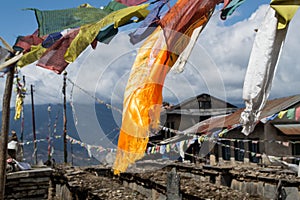 Prayer Flags Along the Everest Base Camp Trek in the Nepalese Himalayas