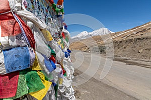 Prayer flags along a high mountain pass in India