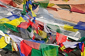 Prayer flags at the Buddhist stupa of Boudhanath