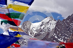 Prayer flags with Himalaya in the background