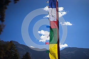 Prayer flags in the Himalaya mountains, Annapurna region, Nepal