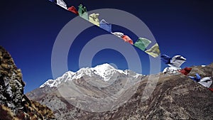 Prayer flags in the Himalaya mountains, Annapurna region, Nepal