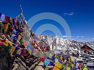 Prayer flags at Khardungla Pass, Ladakh India