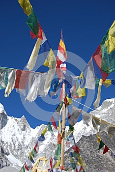 Prayer Flags with mountain background