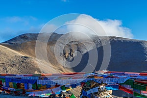 Prayer Flags and mountains in Shigatse city Tibet Autonomous Region, China