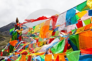 The prayer flags on the moutain on the way