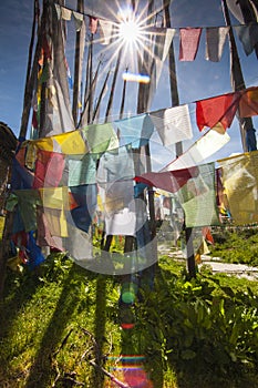 Sunshine and Prayer flags , Longta , wind horse, Bhutan photo