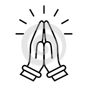 Prayer folded hands icon, namaste symbol