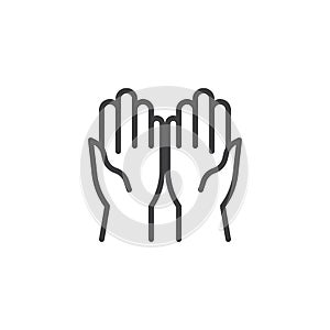 Prayer hands line icon