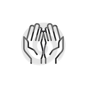Prayer hands outline icon