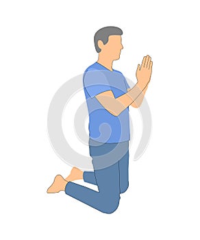 Prayer. kneeling man praying