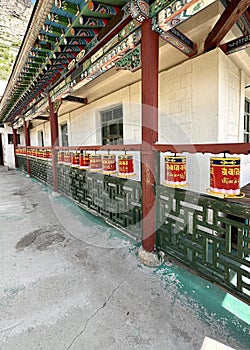 A prayer mills in a Buddhist compound in Mongolia