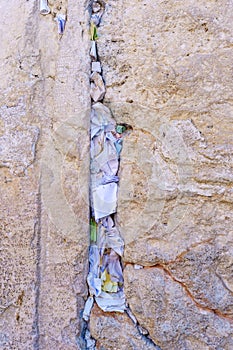 Prayer notes, western wall, old city of Jerusalem