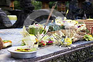 Prayer Offerings at Tirtha Empul Temple, Bali