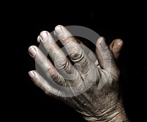 Prayer old man hands photo