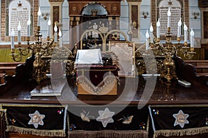 Prayer platform in the sanctuary of the Great Synagogue of the Jewish community of Tbilisi, capital of the Republic of Georgia