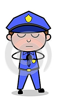 Prayer - Retro Cop Policeman Vector Illustration