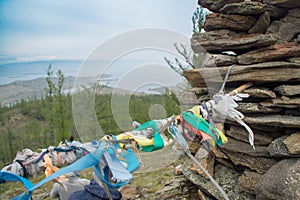 Prayer ribbons on top of the hillock dedicated to a local Tutelary deity