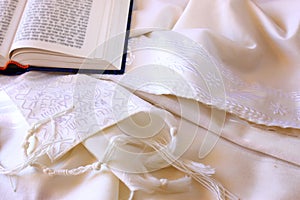 Prayer Shawl - Tallit, jewish religious symbol photo