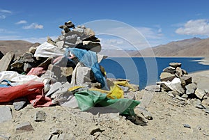 Prayer stones and flags