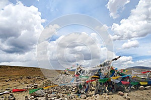 Prayer stones and flags